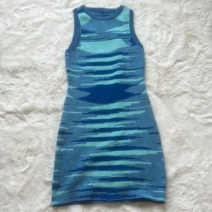 Blue knit mini dress